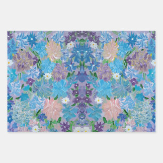 Blauw Haze Bloemen Wrapping Papier Inpakpapier Vel