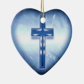 BLAUW HEART CROSS ORNAMENT (Rechts)