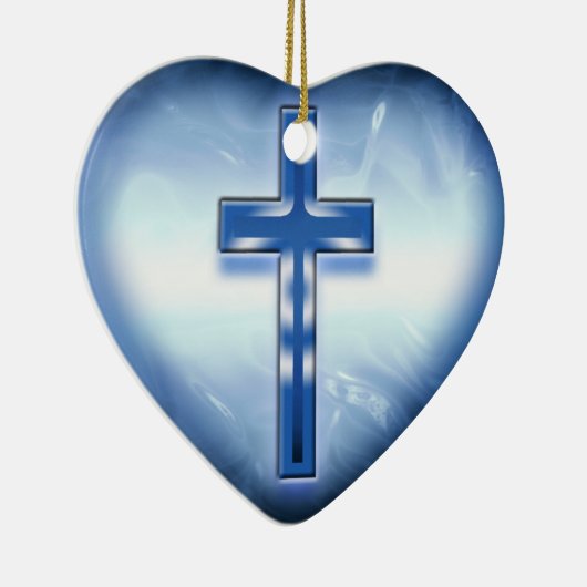 BLAUW HEART CROSS ORNAMENT (Rechts)
