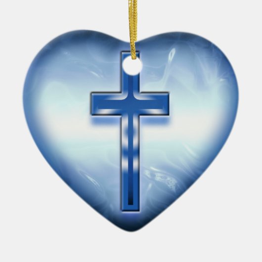 BLAUW HEART CROSS ORNAMENT (Voorkant)