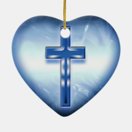 BLAUW HEART CROSS ORNAMENT (Achterkant)