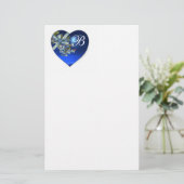 BLAUW HEART EN VERGEET ME NOTS MONOGRAM BRIEFPAPIER (Staand voorkant)