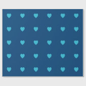 Blauw Heart Wrapping Paper Cadeaupapier (Vlak)