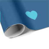 Blauw Heart Wrapping Paper Cadeaupapier (Rol Hoek)