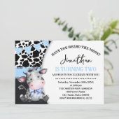 Blauw Heb je de Moos 2e Koe Verjaardag gehoord Kaart (Staand voorkant)