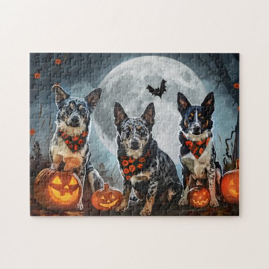 Blauw Heeler Halloween Spoken Legpuzzel (Horizontaal)