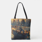Blauw Heeler Kerstfeest Reis Tote Bag (Achterkant)