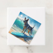 Blauw Heeler strand surfen schilderij Bedankjes Labels (In situ)