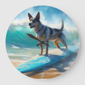 Blauw Heeler strand surfen schilderij Grote Klok (Voorkant)