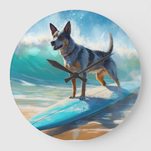 Blauw Heeler strand surfen schilderij Grote Klok
