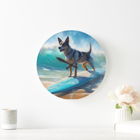 Blauw Heeler strand surfen schilderij Grote Klok (Huis)