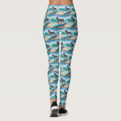 Blauw Heeler strand surfen schilderij Leggings (Achterkant)