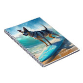 Blauw Heeler strand surfen schilderij Notitieboek (Rechterzijde)