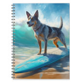Blauw Heeler strand surfen schilderij Notitieboek (Voorkant)