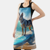 Blauw Heeler strand surfen schilderij Schort (Insitu)