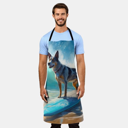 Blauw Heeler strand surfen schilderij Schort (Gedragen)