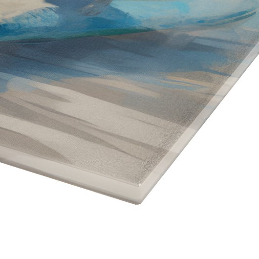 Blauw Heeler strand surfen schilderij Snijplank (Hoek)