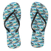 Blauw Heeler strand surfen schilderij Teenslippers (Voetbed)