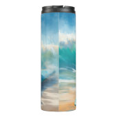 Blauw Heeler strand surfen schilderij Thermosbeker (Achterkant)