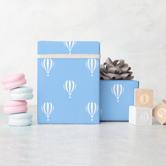 Blauw Heet Luchtballon Patroon Cadeaupapier (Baby Shower)