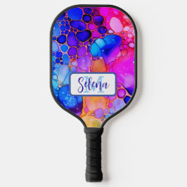 Blauw, Heet Roze & Oranje Alcohol & Inkt Pickleball Paddle