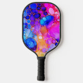 Blauw, Heet Roze & Oranje Alcohol & Inkt Pickleball Paddle (Achterkant)
