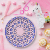 Blauw heilig driehoekig diamantpatroon papieren bordje (Feest)