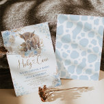 Blauw Heilige Koe Boho Pampas Jongen Baby shower Kaart<br><div class="desc">Krijg uw gasten moo-ving met onze schattige Highland koe uitnodiging! Dit ontwerp is perfect voor een boerderij-thema feest of een cowboy geïnspireerd feest. De charmante Highland koe is gecombineerd met delicaat pampasgras en blauwe bloemen om een boho-chic gevoel te creëer dat perfect is voor een ranch of een zuidwesters evenement....</div>