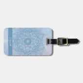  blauw Heilige Lotus Flower Blossom Mandala Bagagelabel (Voorkant horizontaal)