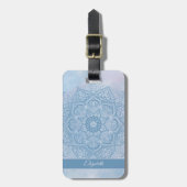 blauw Heilige Lotus Flower Blossom Mandala Bagagelabel (Voorkant verticaal)