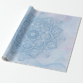  blauw Heilige Lotus Flower Blossom Mandala Cadeaupapier (Uitgerold)