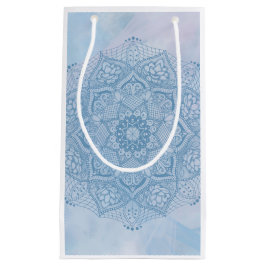  blauw Heilige Lotus Flower Blossom Mandala Klein Cadeauzakje