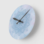 blauw Heilige Lotus Flower Blossom Mandala Ronde Klok (Hoek)