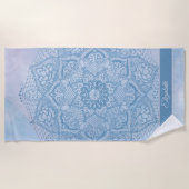  blauw Heilige Lotus Flower Blossom Mandala Strandlaken (Voorkant)