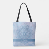  blauw Heilige Lotus Flower Blossom Mandala Tote Bag (Achterkant)