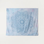  blauw Heilige Lotus Flower Blossom Mandala Wandkleed (Voorkant (horizontaal))