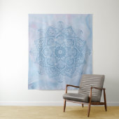 blauw Heilige Lotus Flower Blossom Mandala Wandkleed (In situ)