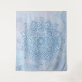  blauw Heilige Lotus Flower Blossom Mandala Wandkleed (Voorkant)