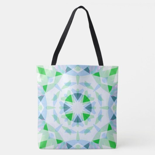  Blauw Helder Groen Ster Eclectisch Strand Tote Bag (Voorkant)