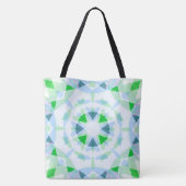  Blauw Helder Groen Ster Eclectisch Strand Tote Bag (Achterkant)