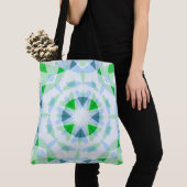  Blauw Helder Groen Ster Eclectisch Strand Tote Bag (Dichtbij)