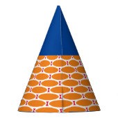 Blauw Helder Sinaasappel Wit Tegelend Geometrisch Feesthoedjes (Achterkant)