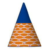 Blauw Helder Sinaasappel Wit Tegelend Geometrisch Feesthoedjes (Rechts)