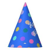 Blauw, heldere polka stippen aangepast aan verjaar feesthoedjes (Links)