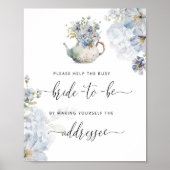 Blauw help de drukke bruid adres een envelop poster (Voorkant)