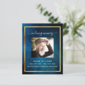 Blauw hemel gouden fotobegrafenis (Staand voorkant)