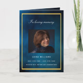 Blauw hemel gouden fotobegrafenis kaart (Voorkant)