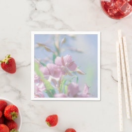 Blauw hemelgroen Plant laat paars bloemen Servet