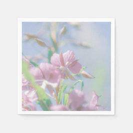 Blauw hemelgroen Plant laat paars bloemen Servet