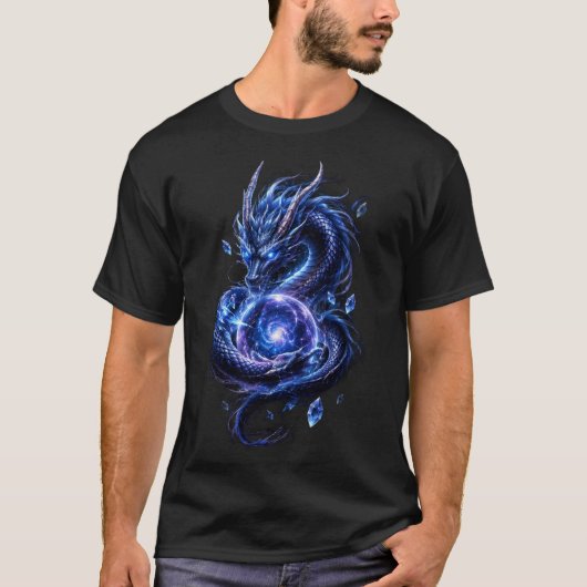 Blauw Hemels Draak T-Shirt | Japanse Fantasy G (Voorkant)